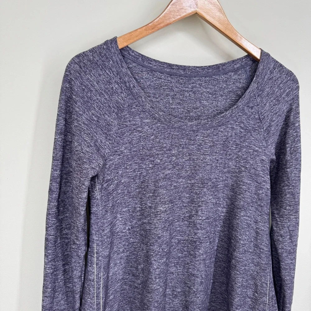 Lululemon Womens Size 6 Medium Rehearsal Long Sleeve Heathered Purple Swan Exc
